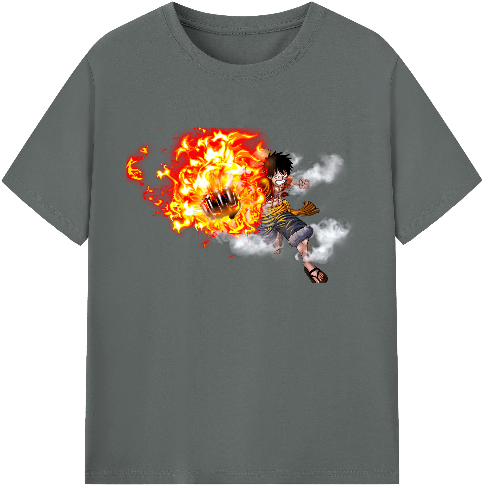 ワンピース モンキー・D・ルフィ ONE PIECE Monkey D. Luffy 綿100％ メンズ半袖Tシャツ｜肌触りやわらか＆通気性